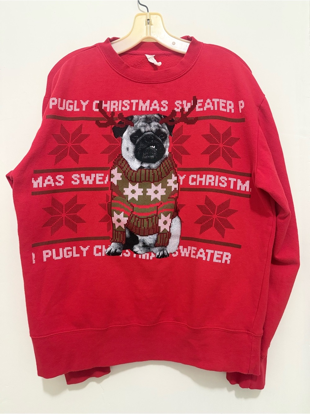 Mad Engine Men’s S “Pugly Christmas sweater” graphic Crewneck sweatshirt -ugly